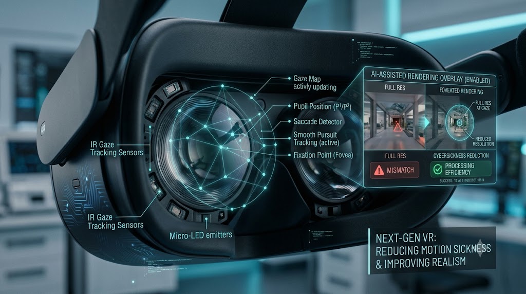 Next-generation VR headset using eye tracking technology to improve comfort and reduce cybersickness