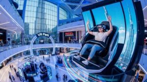 VR experiences Dubai visitor riding at VR Park Dubai Mall